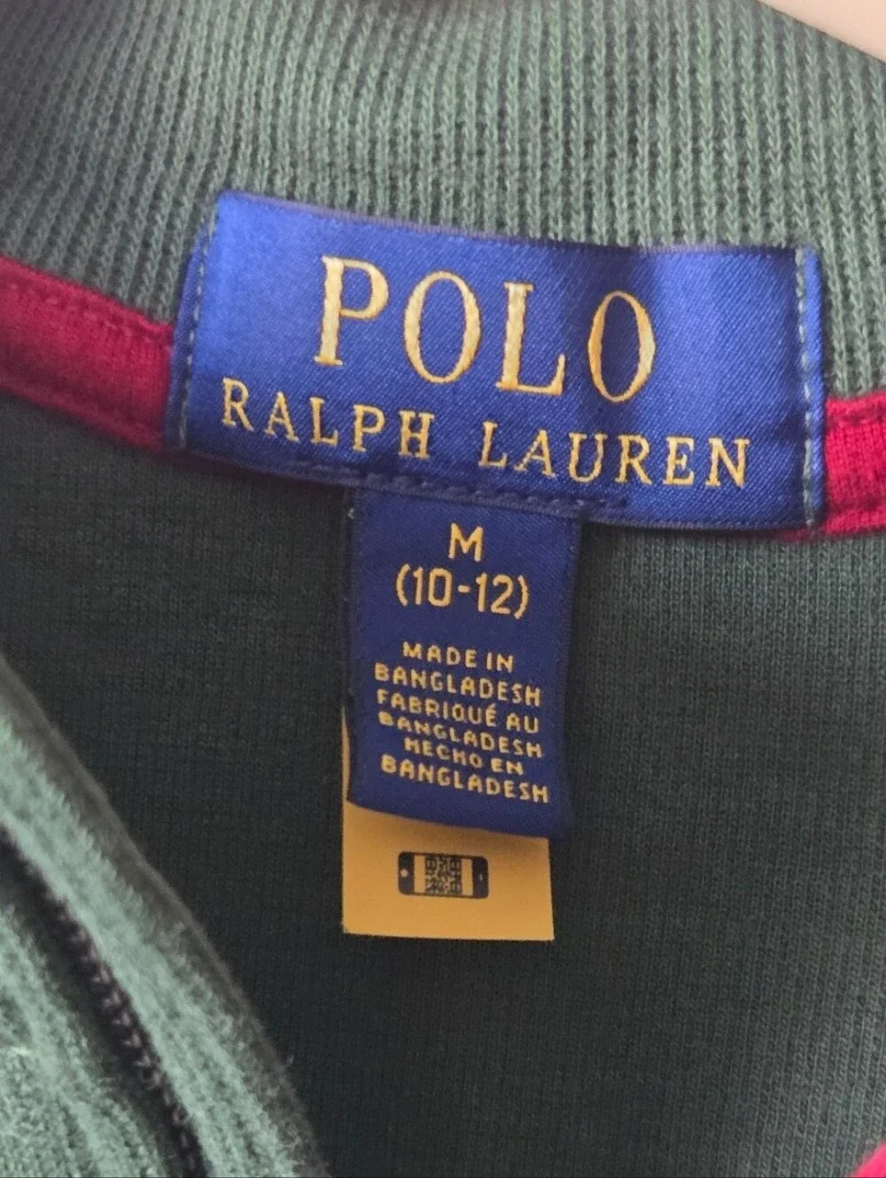 Polo Ralph Lauren Boys Estate Rib Quarter Zip Pullover Sweater Green Siz M 10-12
